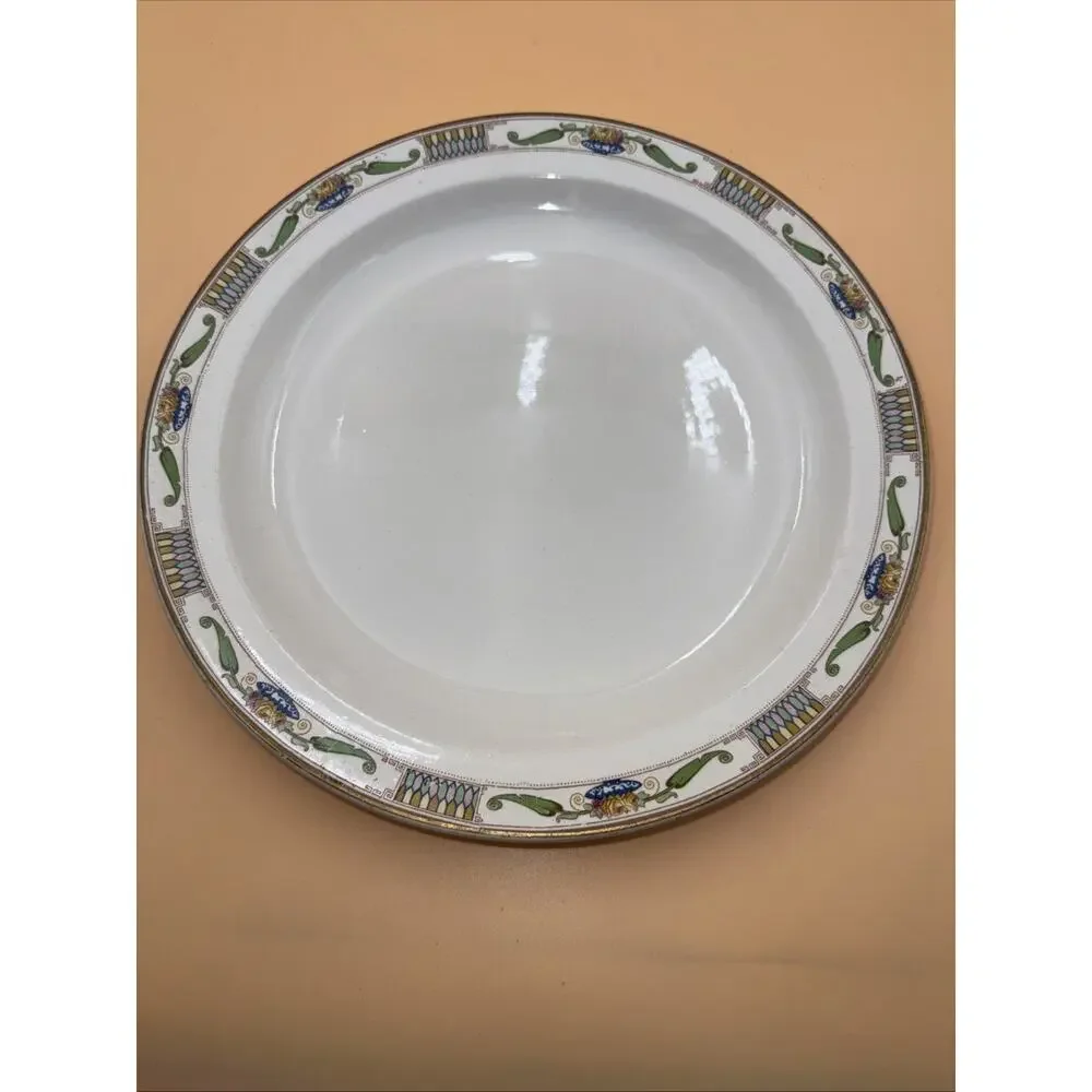 Antique 1891-1914 W.H. Grindley “antique Green” 2 Porcelain Pieces Green/Gold